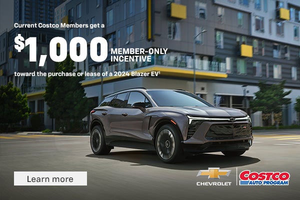 2024 Chevy Blazer EV. Current Costco members get a $1,000 member-only incentive toward the purcha...